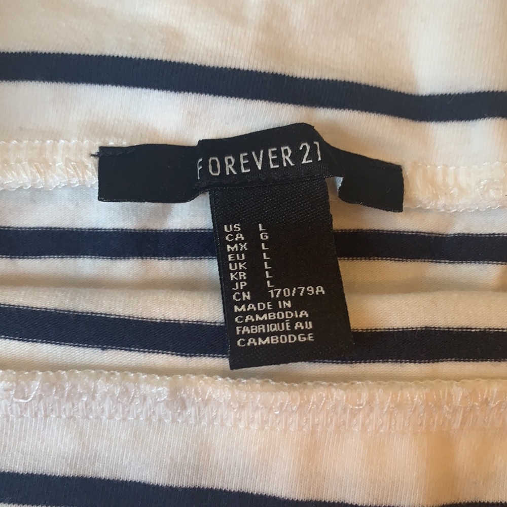 F21/Forever 21 blue and white nautical mini skirt - Picture 2 of 2